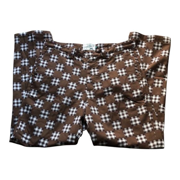 Bogey Boys Brown Big Checkered Flat Front Golf Pants Straight Leg Men's Size 34 - Picture 4 of 15